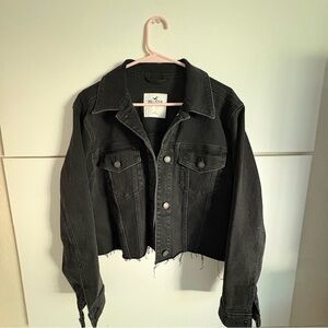 Hollister Black Washed Denim Jacket Size Large